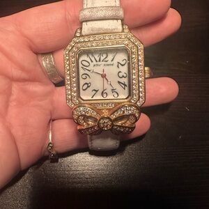 RARE rose gold leather band Betsey Johnson watch